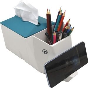Elephant Tissue Box & Desk Organizer with Phone Stand (Green)
